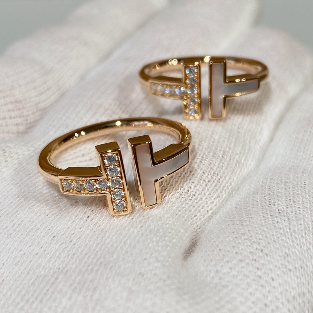 [Haelin Jewelry]T WIRE MOP DIAMOND RING PINK GOLD