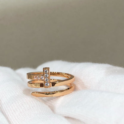 [Haelin Jewelry]T WIRE DOUBLE ROWS RING PINK GOLD