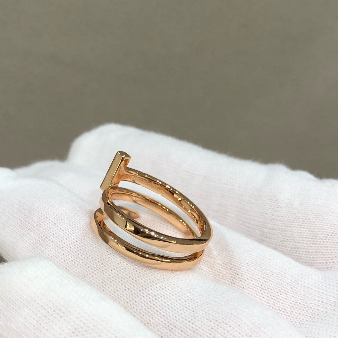 [Haelin Jewelry]T WIRE DOUBLE ROWS RING PINK GOLD