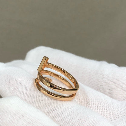 [Haelin Jewelry]T WIRE DOUBLE ROWS RING PINK GOLD