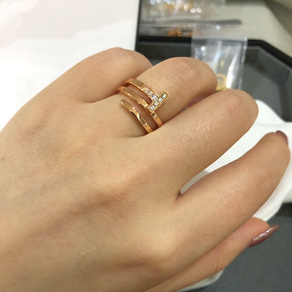 [Haelin Jewelry]T WIRE DOUBLE ROWS RING PINK GOLD