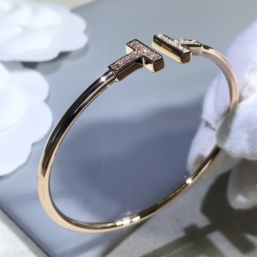 [Haelin Jewelry]T BRACELET PINK GOLD 1.8MM DIAMOND