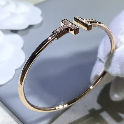 [Haelin Jewelry]T BRACELET PINK GOLD 1.8MM DIAMOND