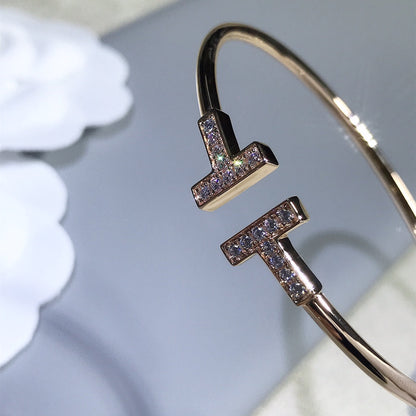 [Haelin Jewelry]T BRACELET PINK GOLD 1.8MM DIAMOND