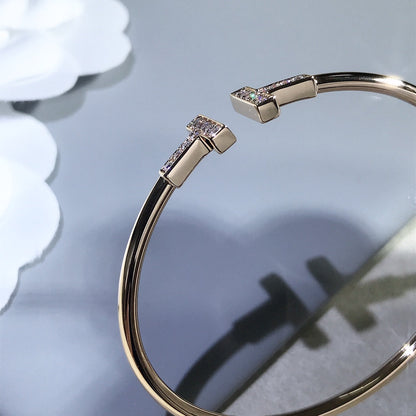 [Haelin Jewelry]T BRACELET PINK GOLD 1.8MM DIAMOND