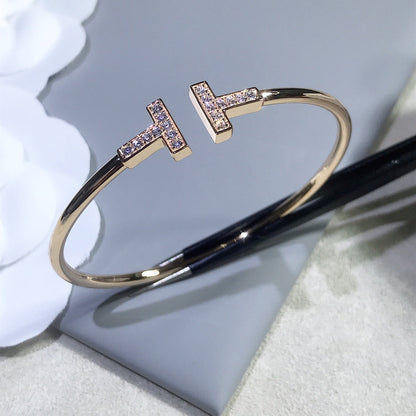 [Haelin Jewelry]T BRACELET PINK GOLD 1.8MM DIAMOND
