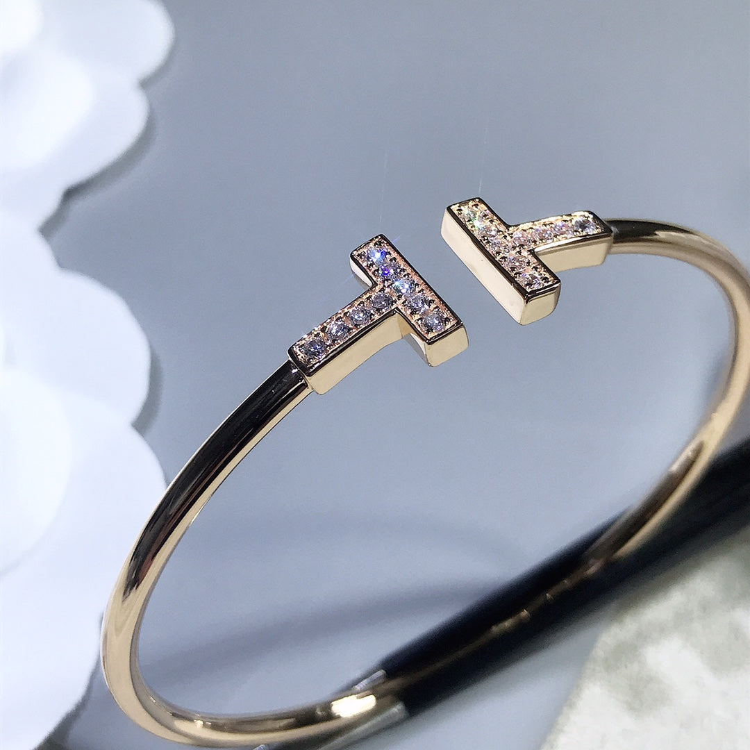 [Haelin Jewelry]T BRACELET PINK GOLD 1.8MM DIAMOND