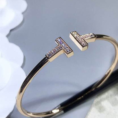 [Haelin Jewelry]T BRACELET PINK GOLD 1.8MM DIAMOND