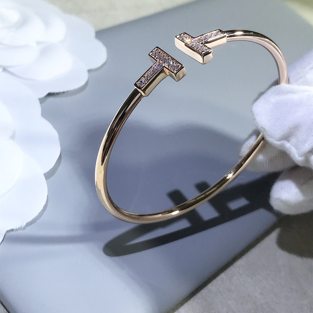 [Haelin Jewelry]T BRACELET PINK GOLD 1.8MM DIAMOND