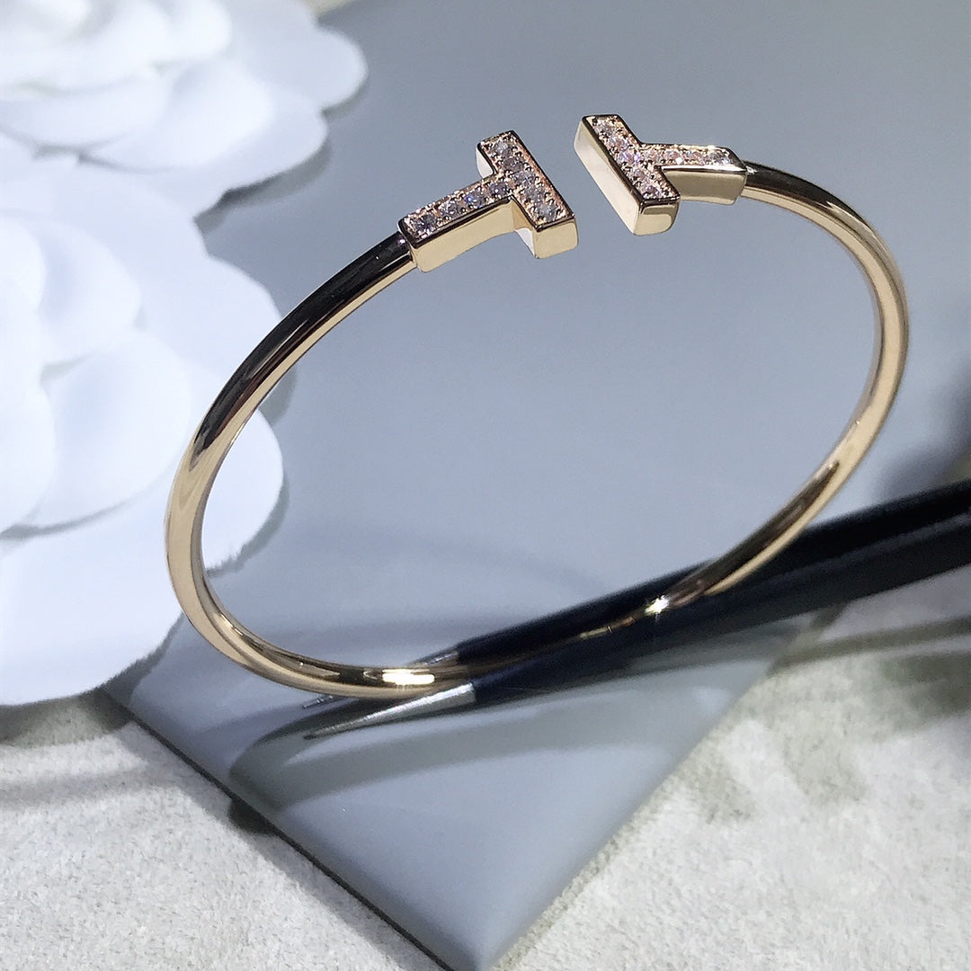 [Haelin Jewelry]T BRACELET PINK GOLD 1.8MM DIAMOND