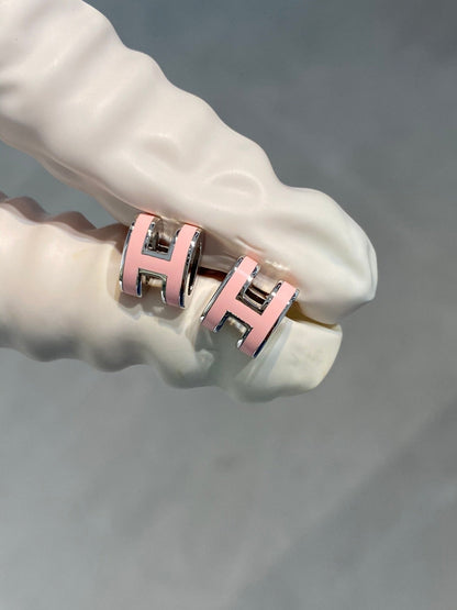 [⭐Haelin Jewelry]MINI POP H SILVER EARRINGS PINK