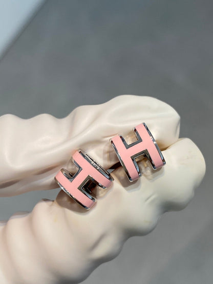 [⭐Haelin Jewelry]MINI POP H SILVER EARRINGS PINK