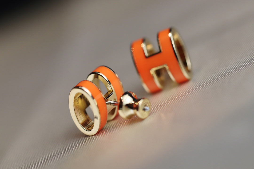 [⭐Haelin Jewelry]MINI POP H EARRINGS ORANGE