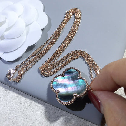 [⭐Haelin Jewelry]CLOVER 25MM GOLD DARK MOP BIG CLOVER NECKLACE
