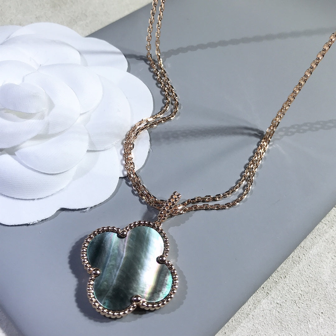 [⭐Haelin Jewelry]CLOVER 25MM GOLD DARK MOP BIG CLOVER NECKLACE
