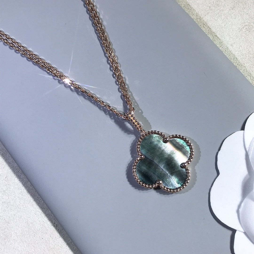 [⭐Haelin Jewelry]CLOVER 25MM GOLD DARK MOP BIG CLOVER NECKLACE