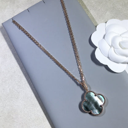 [⭐Haelin Jewelry]CLOVER 25MM GOLD DARK MOP BIG CLOVER NECKLACE
