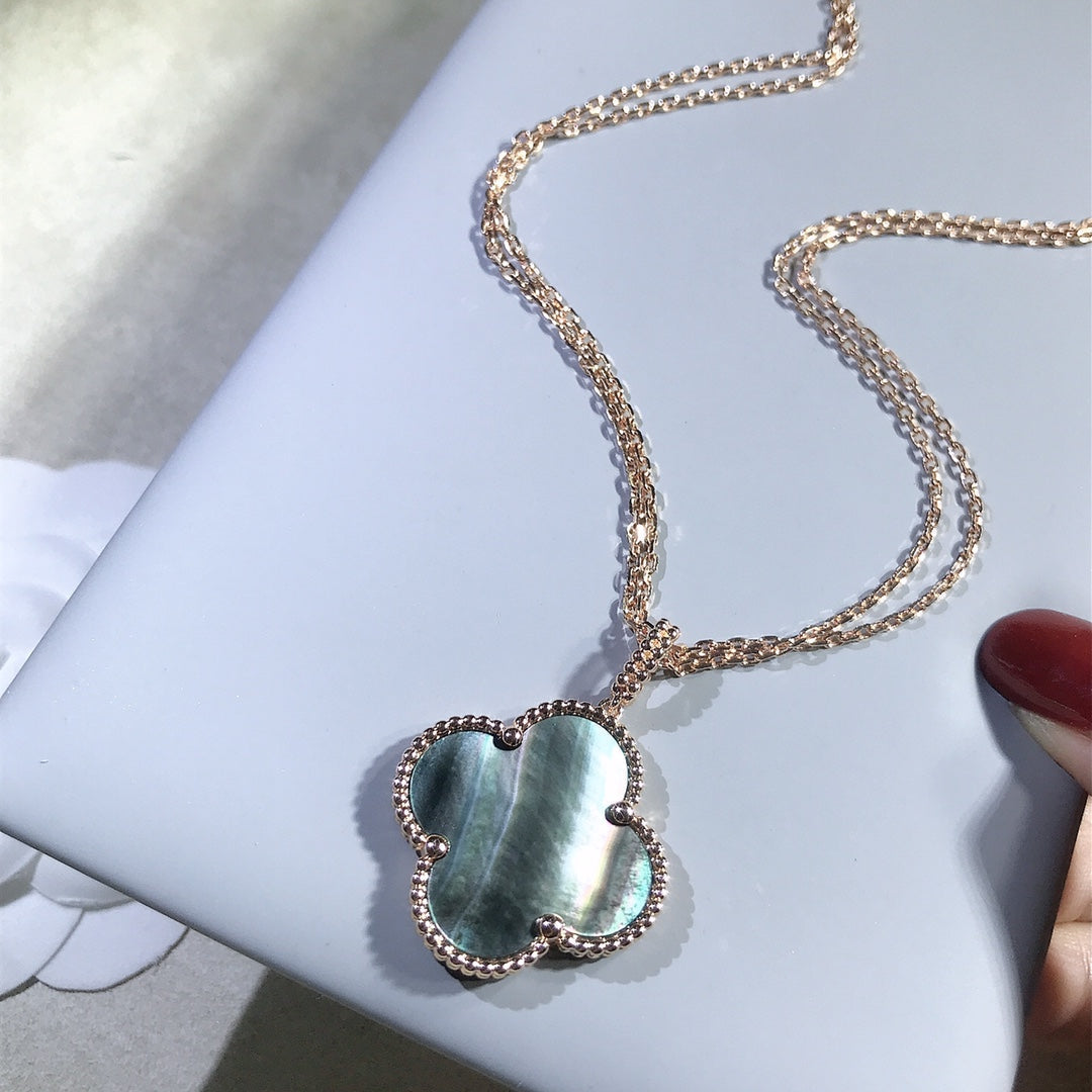 [⭐Haelin Jewelry]CLOVER 25MM GOLD DARK MOP BIG CLOVER NECKLACE