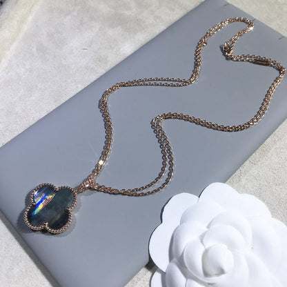 [⭐Haelin Jewelry]CLOVER 25MM GOLD DARK MOP BIG CLOVER NECKLACE