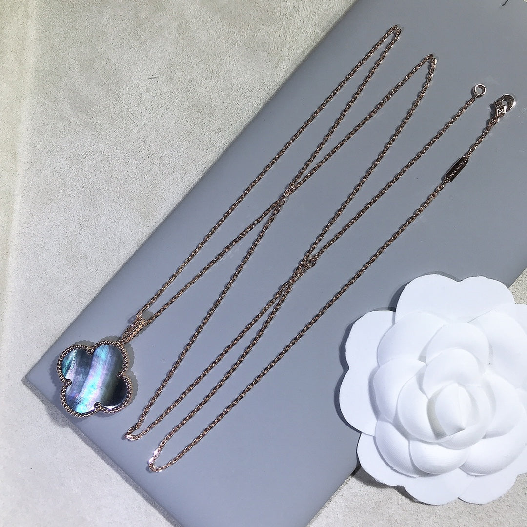 [⭐Haelin Jewelry]CLOVER 25MM GOLD DARK MOP BIG CLOVER NECKLACE
