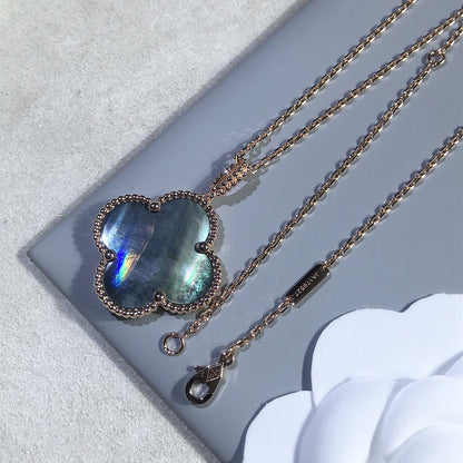 [⭐Haelin Jewelry]CLOVER 25MM GOLD DARK MOP BIG CLOVER NECKLACE