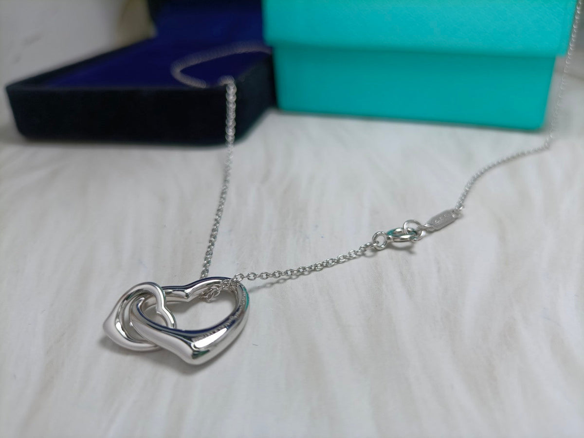 [Haelin Jewelry]DOUBLE HEART SILVER NECKLACE