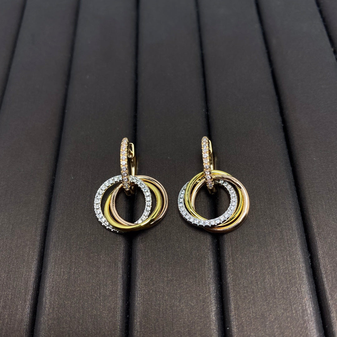 [Haelin Jewelry]TRINITY EARRINGS GOLD DIAMOND