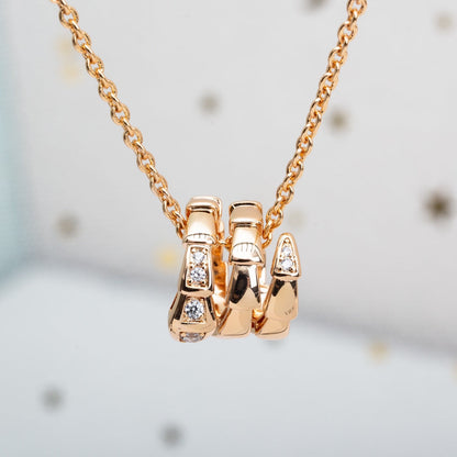 [⭐Haelin Jewelry]SERPENTI PINK GOLD NECKLACE DIAMOND