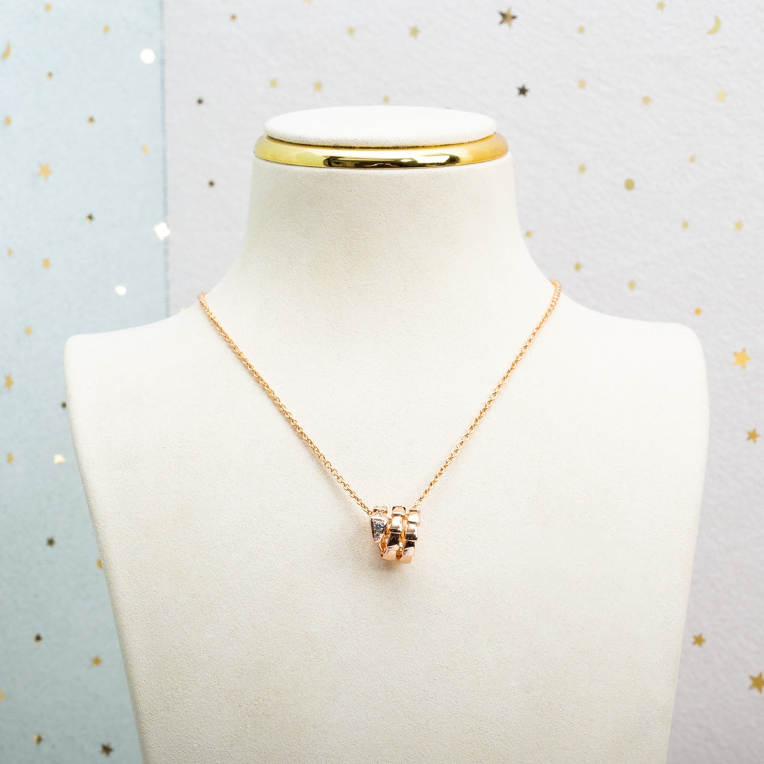 [⭐Haelin Jewelry]SERPENTI PINK GOLD NECKLACE DIAMOND