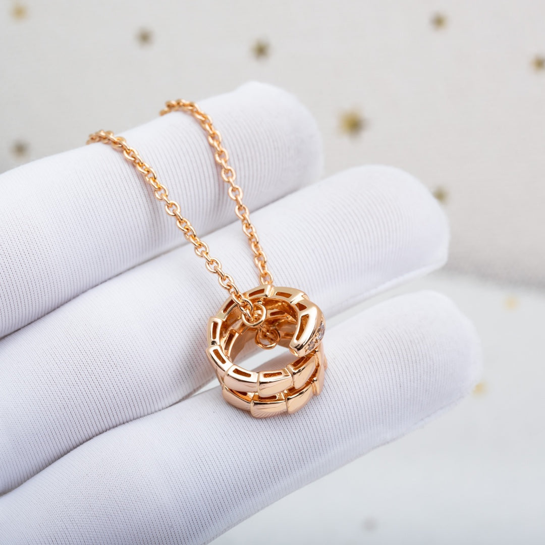 [⭐Haelin Jewelry]SERPENTI PINK GOLD NECKLACE DIAMOND