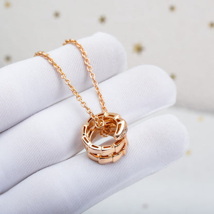 [⭐Haelin Jewelry]SERPENTI PINK GOLD NECKLACE DIAMOND