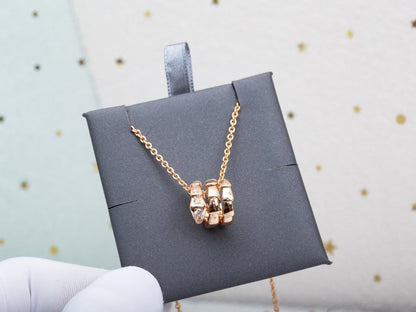 [⭐Haelin Jewelry]SERPENTI PINK GOLD NECKLACE DIAMOND