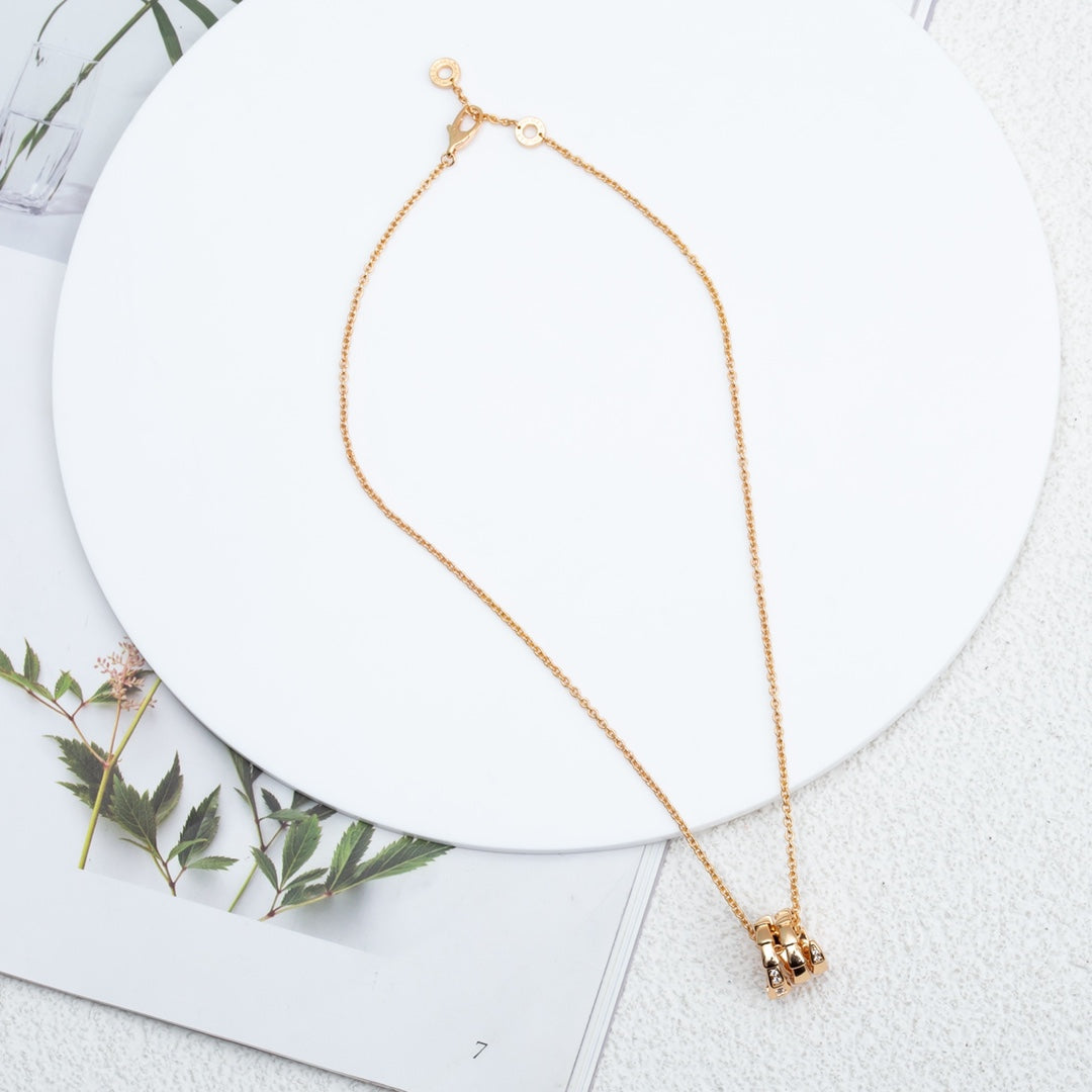 [⭐Haelin Jewelry]SERPENTI PINK GOLD NECKLACE DIAMOND