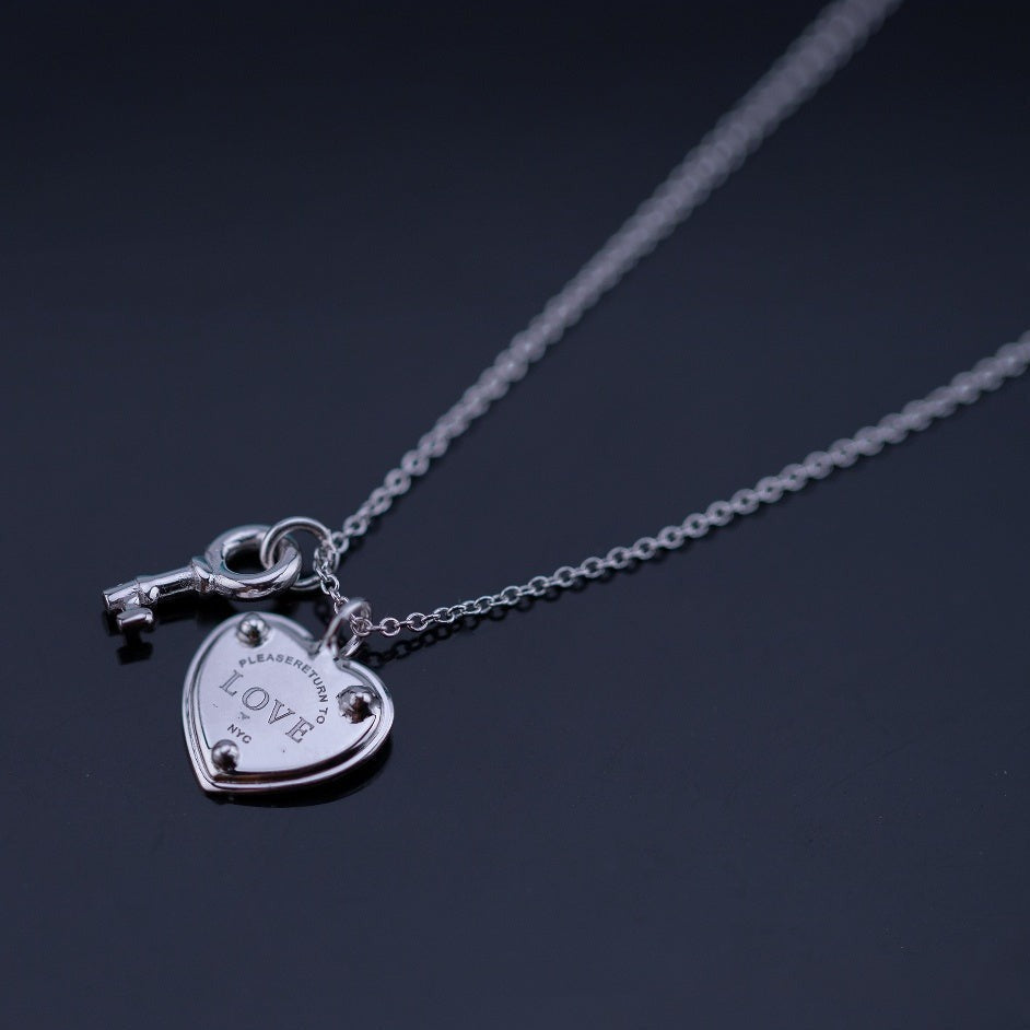 [Haelin Jewelry]KEY AND HEART SILVER NECKLACE