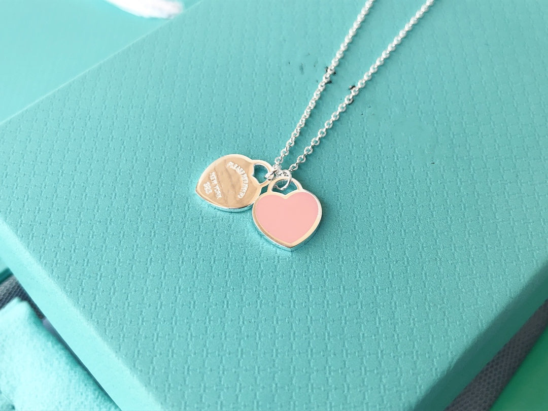 [Haelin Jewelry]DOUBLE HEART PEDANT SILVER NECKLACE