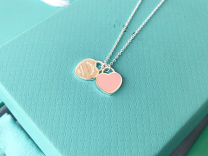 [Haelin Jewelry]DOUBLE HEART PEDANT SILVER NECKLACE