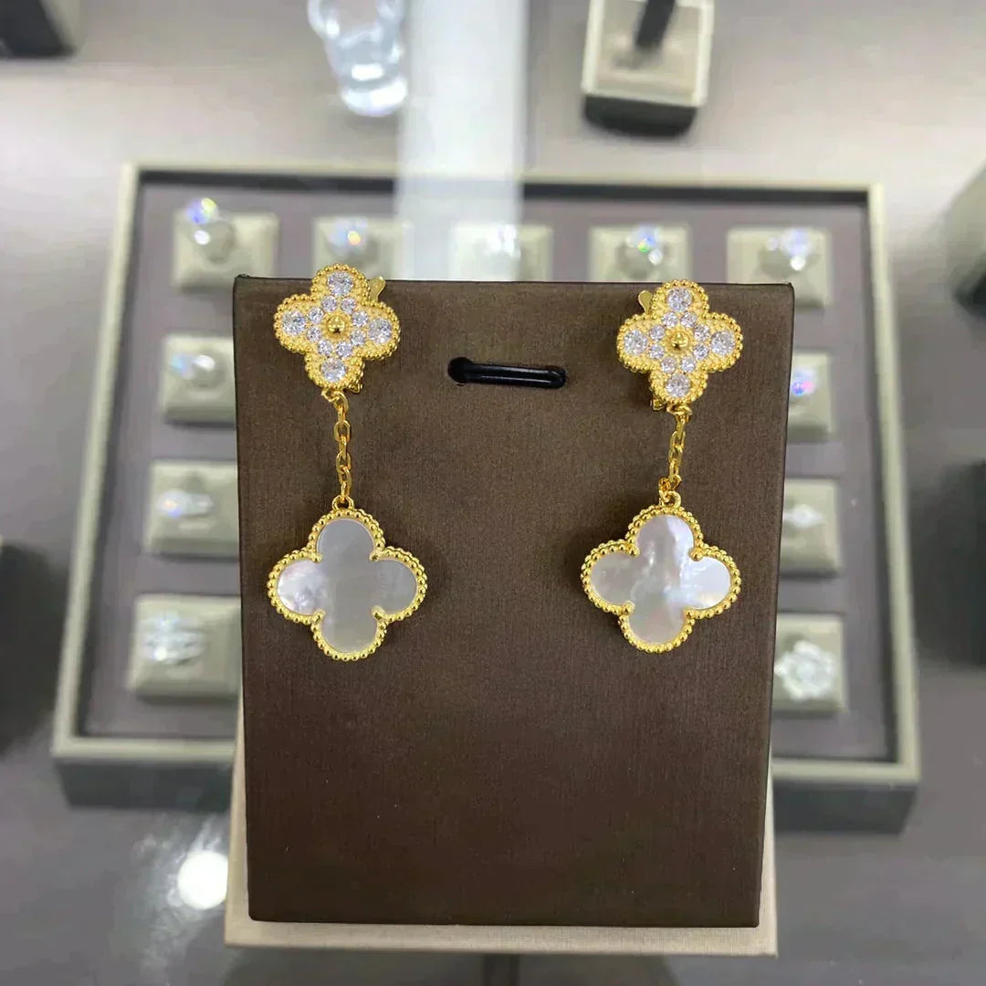 [⭐Haelin Jewelry]CLOVER  2 MOTIFS  DIAMOND  EARRINGS (MULTIPLE CHOICESç´