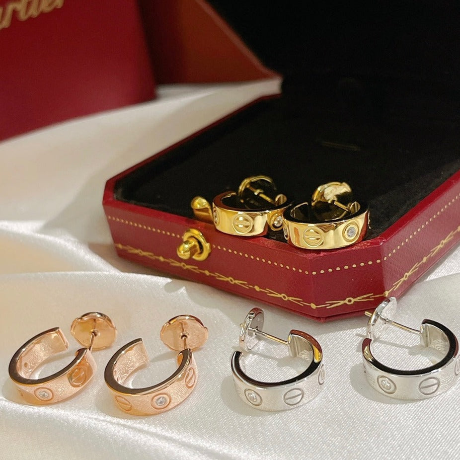 [⭐Haelin Jewelry]LOVE EARRINGS 5.7MM 2 DIAMONDS