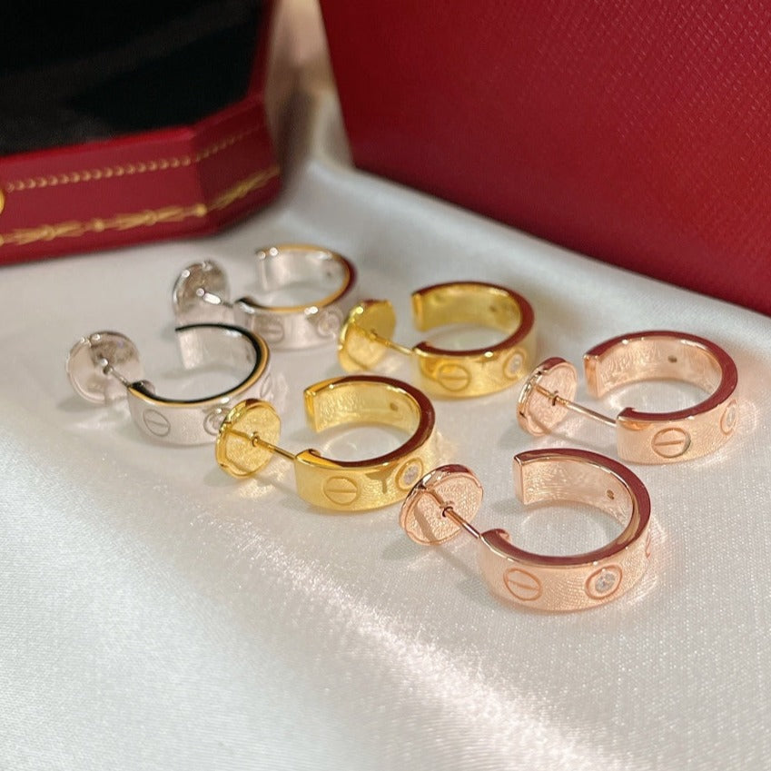 [⭐Haelin Jewelry]LOVE EARRINGS 5.7MM 2 DIAMONDS