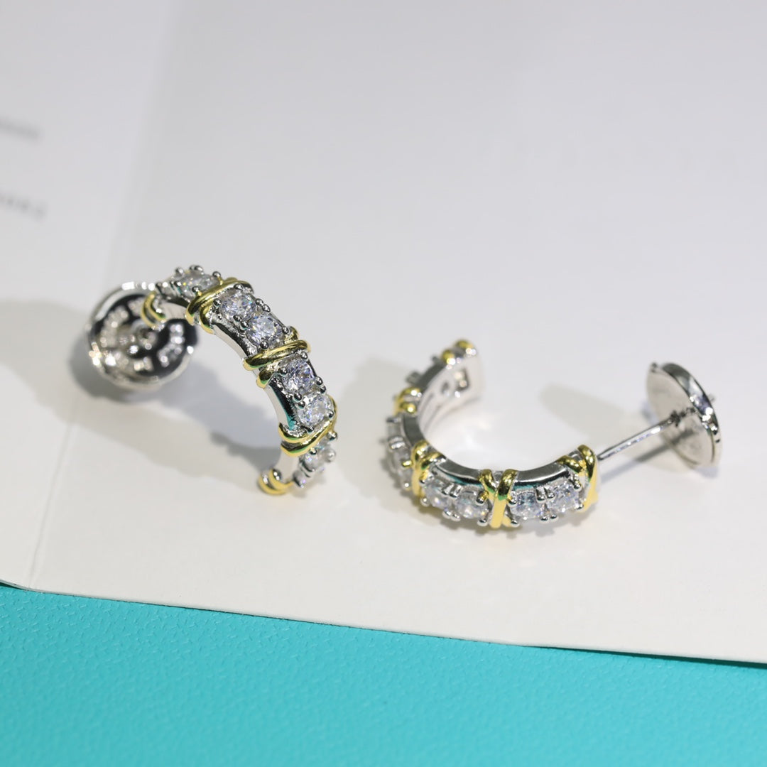 [Haelin Jewelry]TWENTY STONE HOOP GOLD EARRINGS