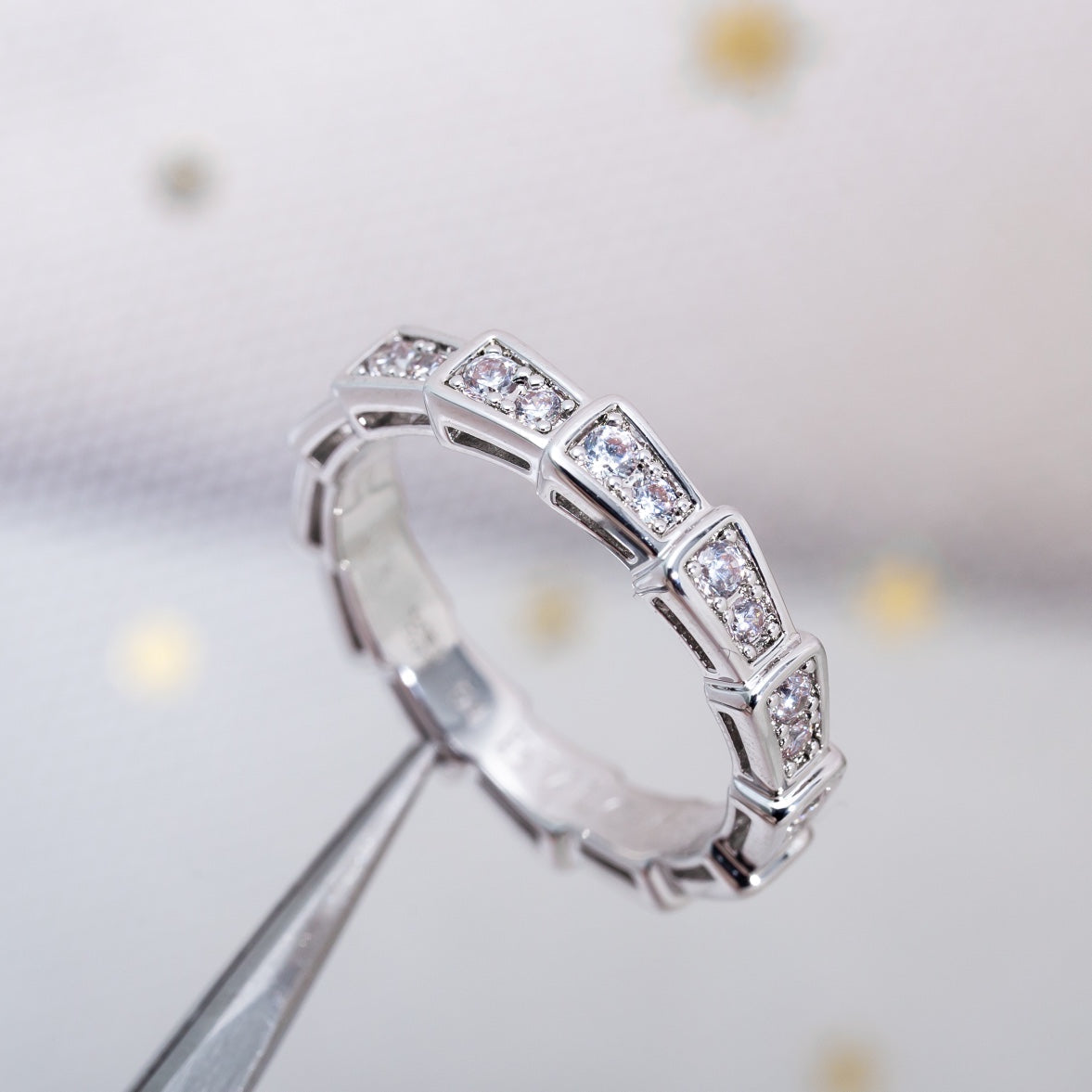[⭐Haelin Jewelry]SERPENTI RING SILVER DIAMOND PAVED 3MM