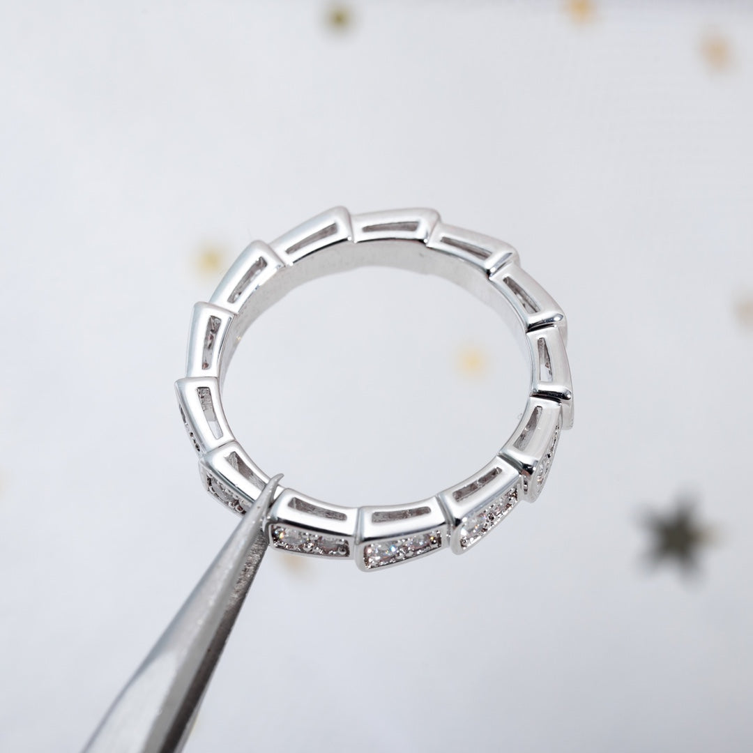 [⭐Haelin Jewelry]SERPENTI RING SILVER DIAMOND PAVED 3MM