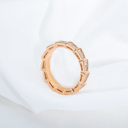 [⭐Haelin Jewelry]SERPENTI RING PINK GOLD DIAMOND PAVED 3MM