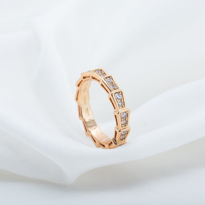 [⭐Haelin Jewelry]SERPENTI RING PINK GOLD DIAMOND PAVED 3MM