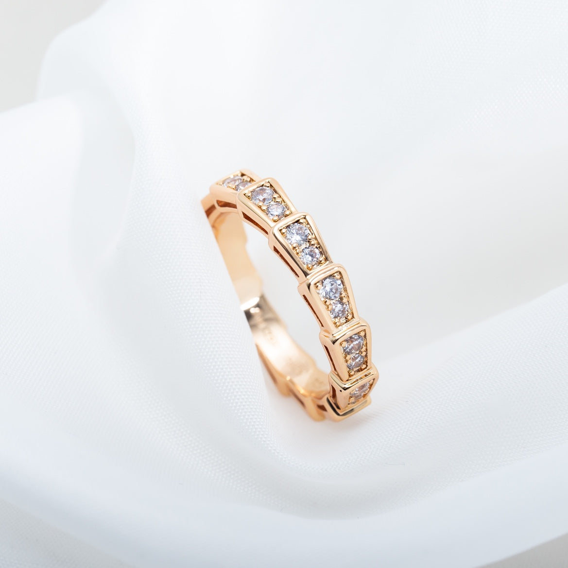 [⭐Haelin Jewelry]SERPENTI RING PINK GOLD DIAMOND PAVED 3MM