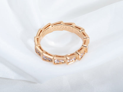[⭐Haelin Jewelry]SERPENTI RING PINK GOLD DIAMOND PAVED 3MM