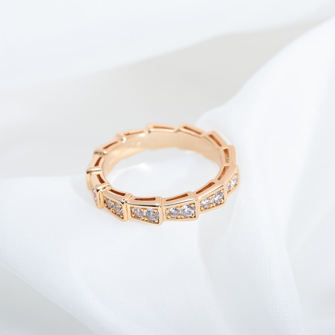 [⭐Haelin Jewelry]SERPENTI RING PINK GOLD DIAMOND PAVED 3MM