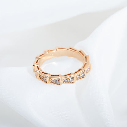 [⭐Haelin Jewelry]SERPENTI RING PINK GOLD DIAMOND PAVED 3MM