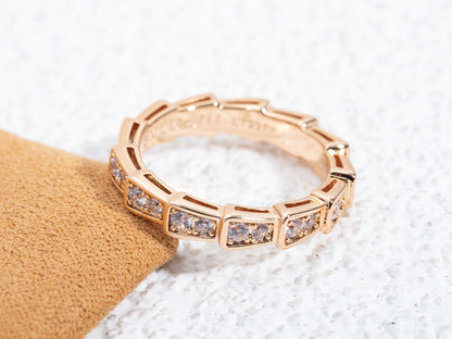 [⭐Haelin Jewelry]SERPENTI RING PINK GOLD DIAMOND PAVED 3MM
