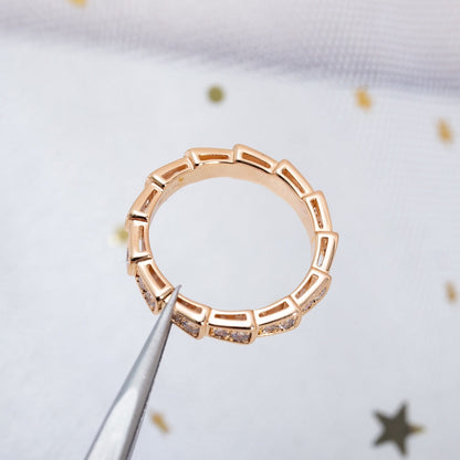 [⭐Haelin Jewelry]SERPENTI RING PINK GOLD DIAMOND PAVED 3MM